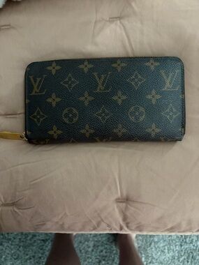 Louis Vuitton Brown Monogram Canvas Zip Wallet with Gold Hardware